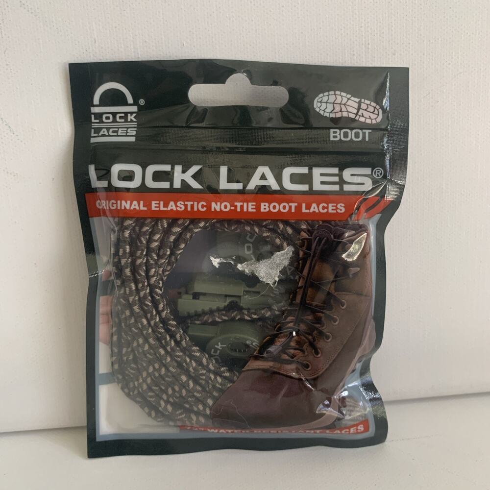 LOCK LACES 72'' Elastic No Tie Boot Shoe lace & Fastening System New Sealed